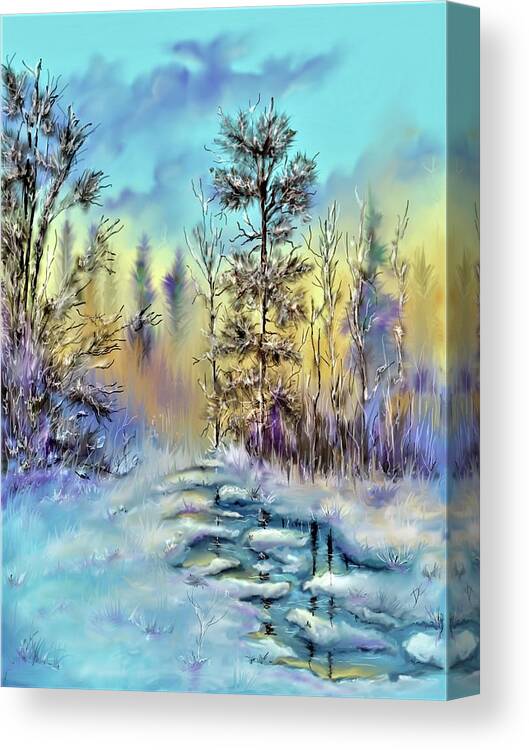 Winter Canvas Print featuring the digital art Colorful winter by Darren Cannell