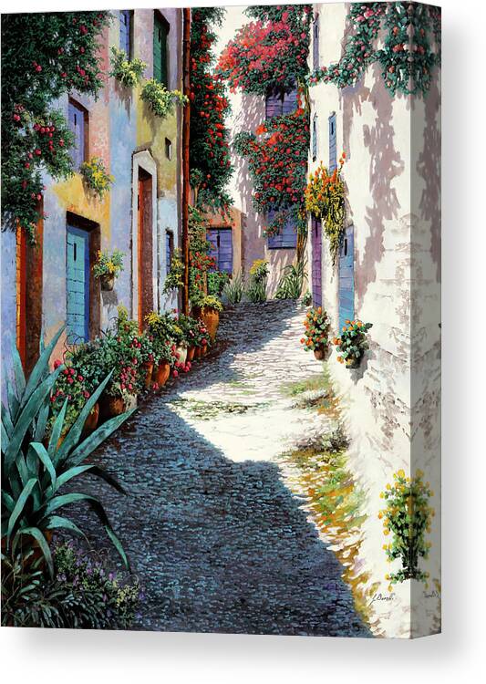 Italian Street Canvas Print featuring the painting Colori Per Strada by Guido Borelli