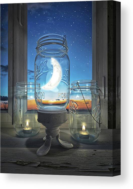 Surreal Canvas Print featuring the digital art Consider the Moon by Cynthia Decker