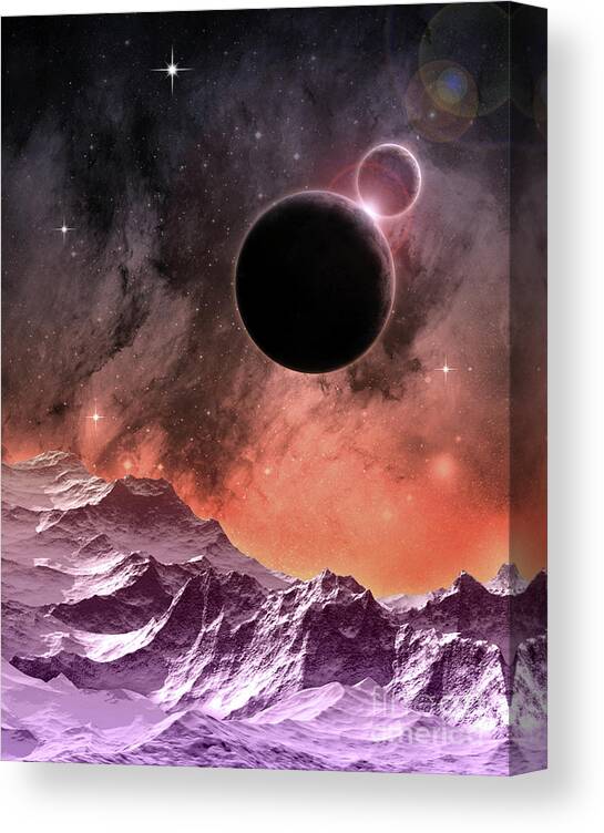 Space Canvas Print featuring the digital art Cosmic Landscape by Phil Perkins
