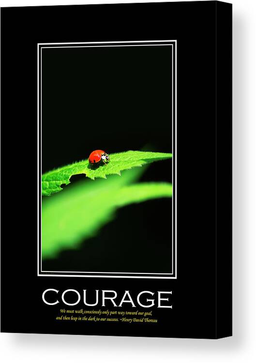 Inspiring Canvas Print featuring the mixed media Courage Inspirational Motivational Poster Art by Christina Rollo