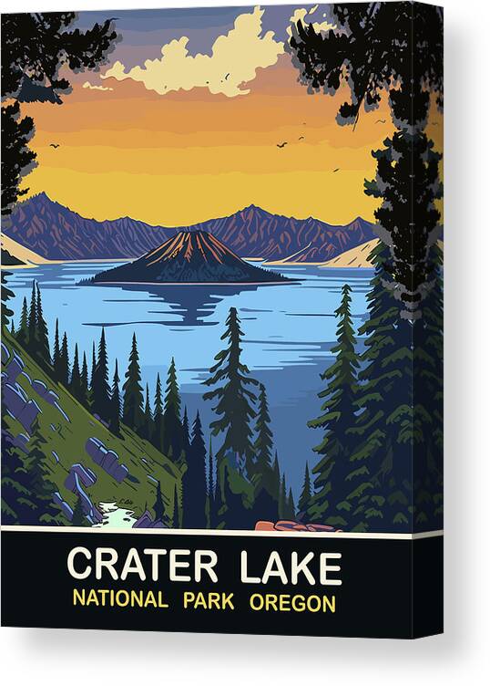 Crater Lake Canvas Print featuring the digital art Crater Lake, OR by Long Shot