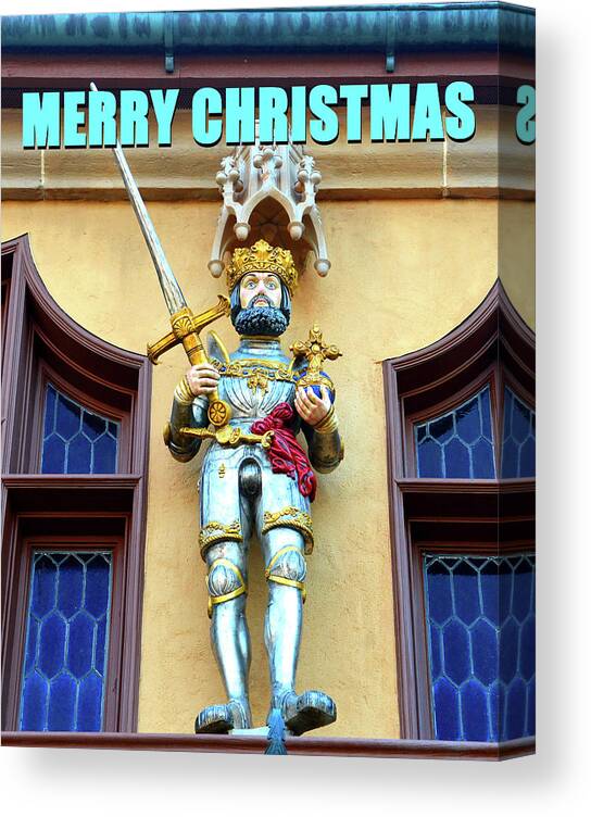 Knight With Cross Canvas Print featuring the photograph Cross and sword Knight Christmas card by David Lee Thompson