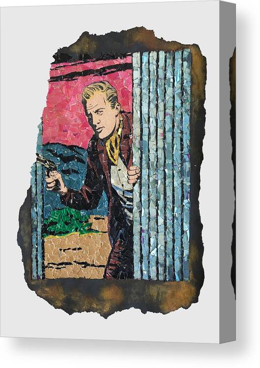 Glass Canvas Print featuring the mixed media David Enters Cautiously by Matthew Lazure