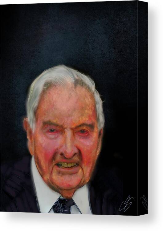 Wunderle Art Canvas Print featuring the digital art David Rockefeller by Wunderle