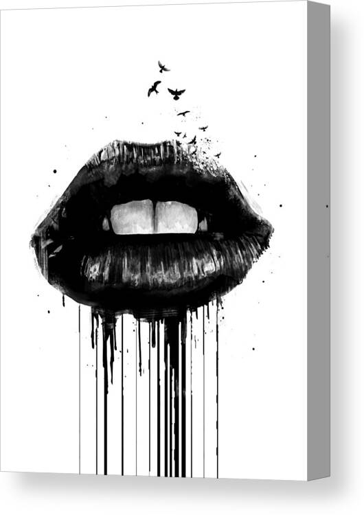 Lips Canvas Print featuring the mixed media Dead love by Balazs Solti
