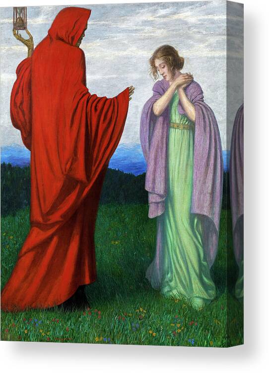 Friedrich Konig Canvas Print featuring the painting Death and the Maiden by Friedrich Konig