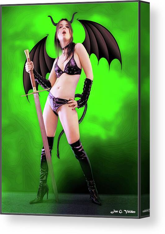 Rebel Canvas Print featuring the photograph Demon With Sword by Jon Volden