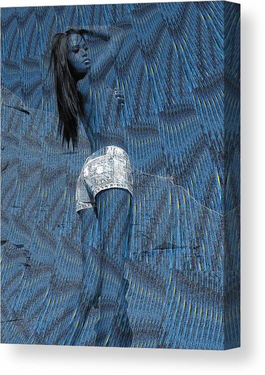 Fractal Canvas Print featuring the mixed media Denim Sister Genetic by Stephane Poirier