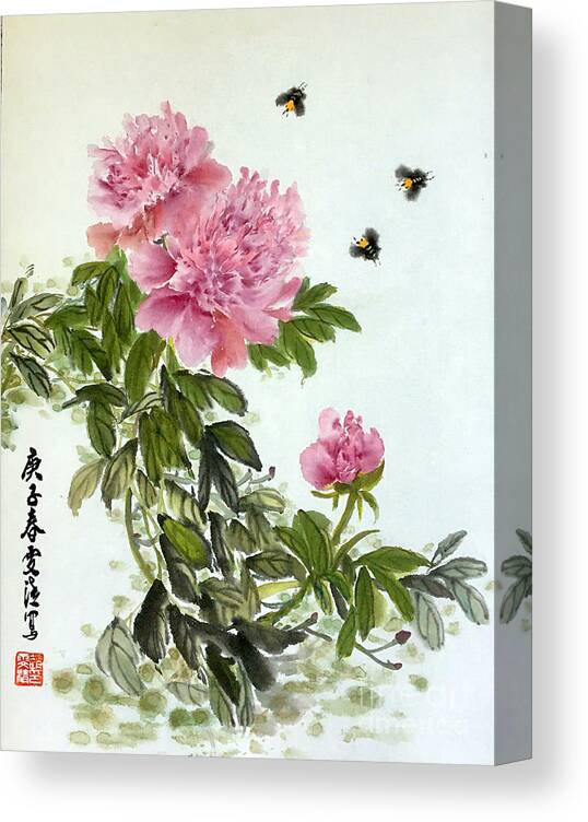 Flower Canvas Print featuring the painting Depend On Each Other by Carmen Lam
