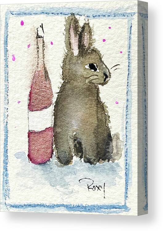 Bunny Canvas Print featuring the painting Drunk Bunny 1 by Roxy Rich