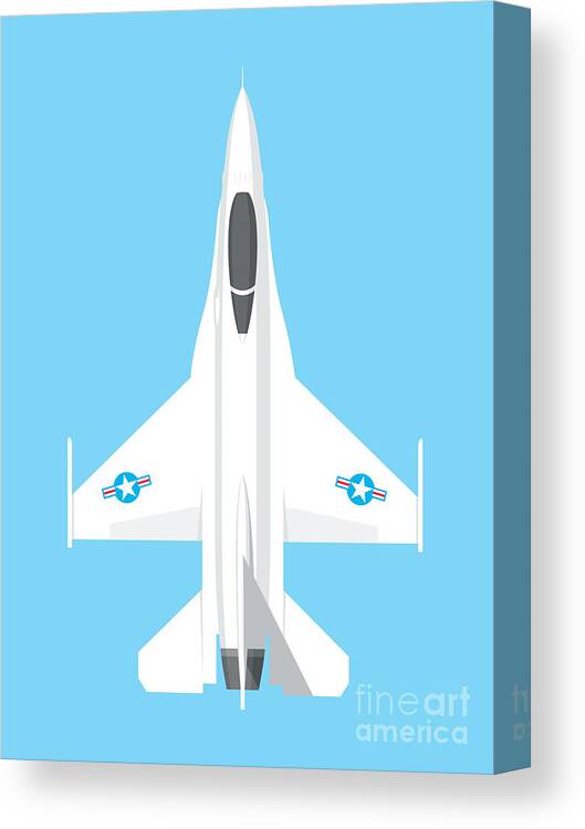 Fighter Canvas Print featuring the digital art F-16 Falcon Fighter Jet Aircraft - Sky by Organic Synthesis