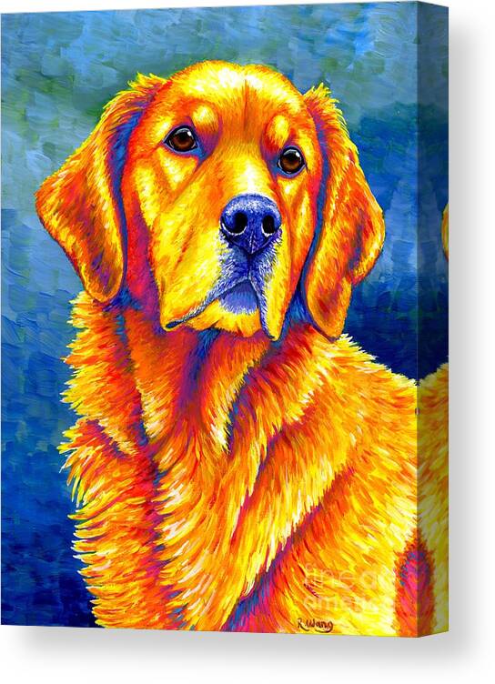 Golden Retriever Canvas Print featuring the painting Faithful Friend - Colorful Golden Retriever Dog by Rebecca Wang