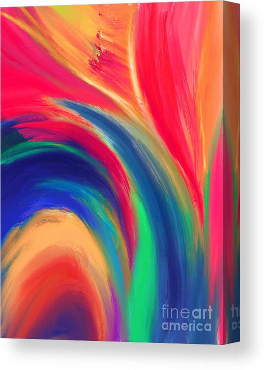 Abstract Canvas Print featuring the digital art Fiery Fire - Modern Colorful Abstract Digital Art by Sambel Pedes