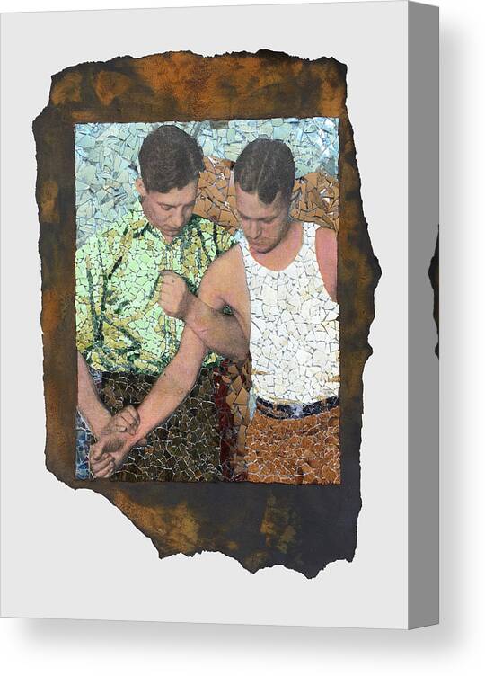 Glass Canvas Print featuring the mixed media Fig. 48. Using forearm to apply pressure to arm. by Matthew Lazure