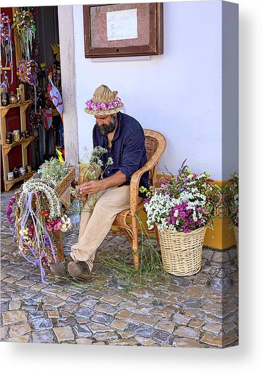 Street Merchant Canvas Print featuring the photograph Flower Man by Jill Love