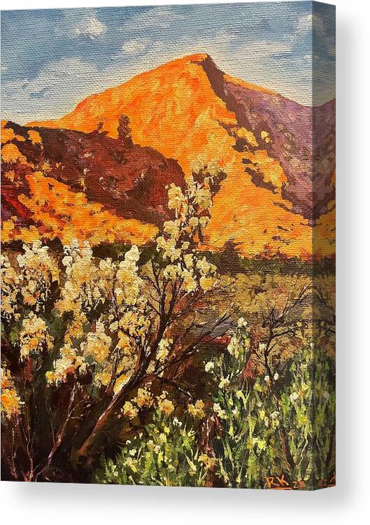 Landscape Canvas Print featuring the painting Fortuna mountain 2 by Ray Khalife