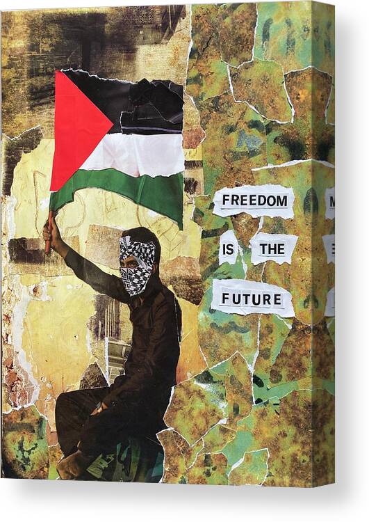 Free Palestine Canvas Print featuring the mixed media Freedom is the Future by Citizen Raja