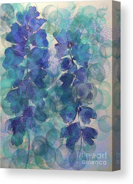 Floral Flowers Garden Blue Aqua Canvas Print featuring the digital art Garden Blues by Gail Kirtz