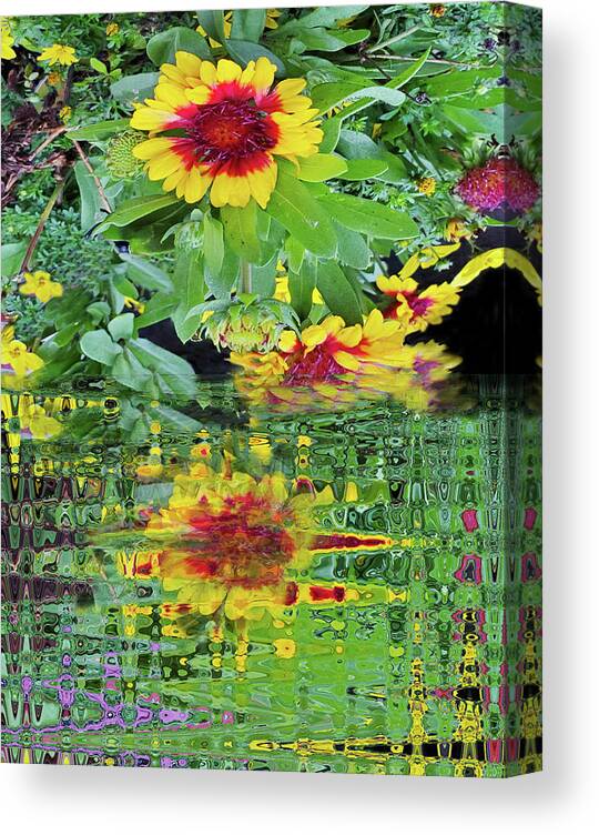 Landscape Canvas Print featuring the mixed media Garden Reflections by Sharon Williams Eng