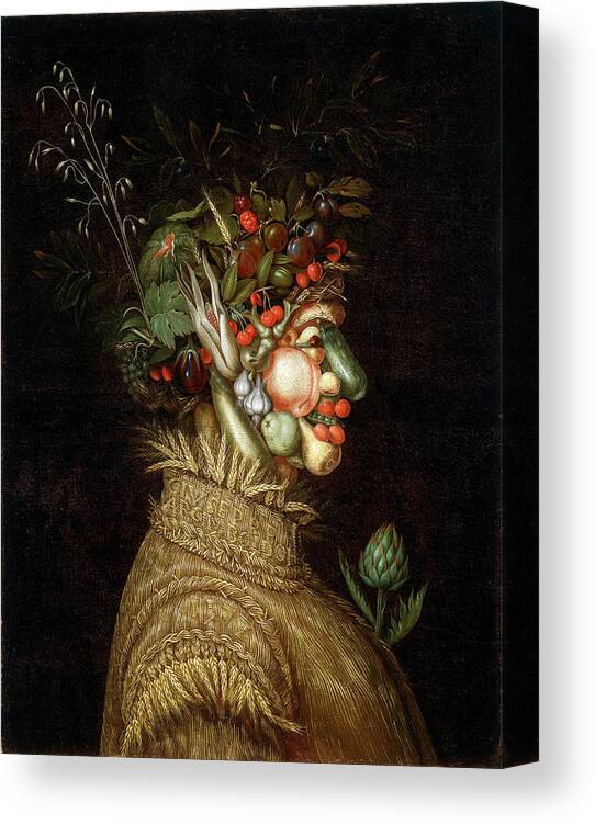 Paintings Canvas Print featuring the painting Giuseppe Arcimboldo, Kunsthistorisches Museum Wien, Gemaldegalerie Sommer GG 1589 Kunsthisto by Linda Howes