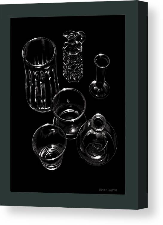 Black Canvas Print featuring the digital art Glassware 1 by Don Morgan
