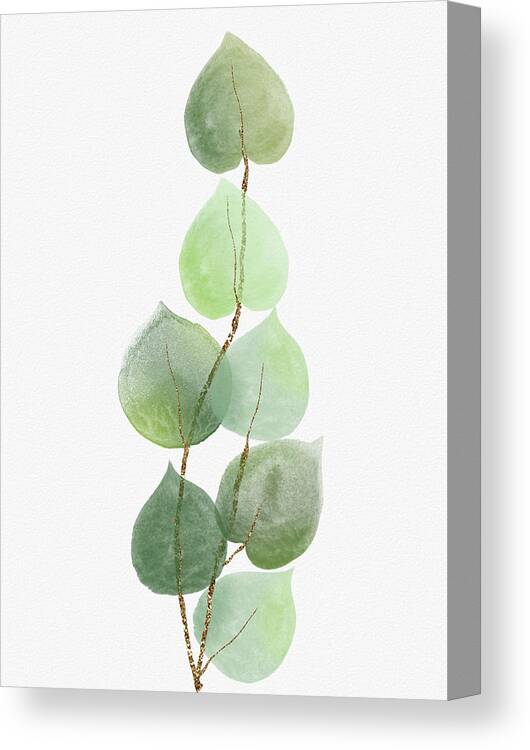 Green Canvas Print featuring the painting Golden Eucalyptus I by Ink Well