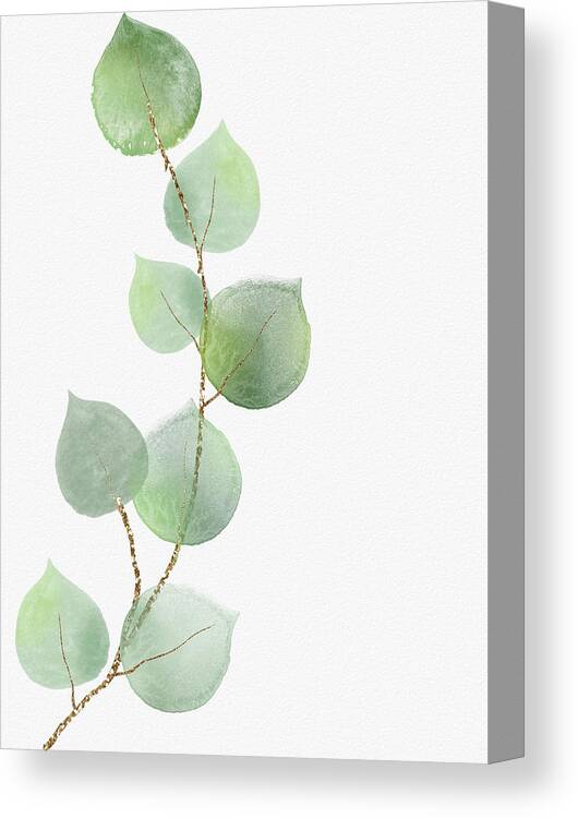 Green Canvas Print featuring the painting Golden Eucalyptus II by Ink Well