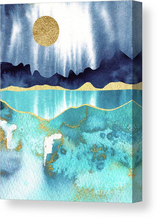Modern Landscape Canvas Print featuring the painting Golden Moon by Garden Of Delights