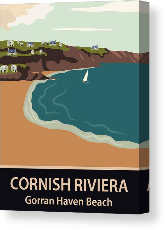 Cornwall Canvas Print featuring the digital art Gorran Haven Beach by Long Shot