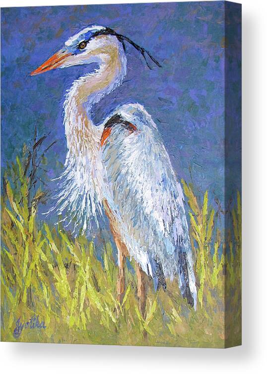 Bird Canvas Print featuring the painting Great Blue Heron by Jyotika Shroff