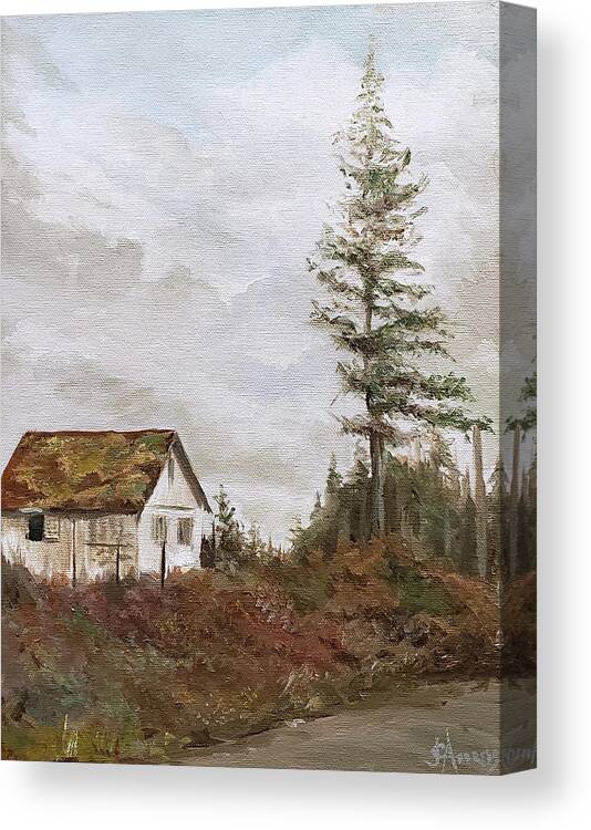 Old Shed Canvas Print featuring the painting Gunderson by James Andrews