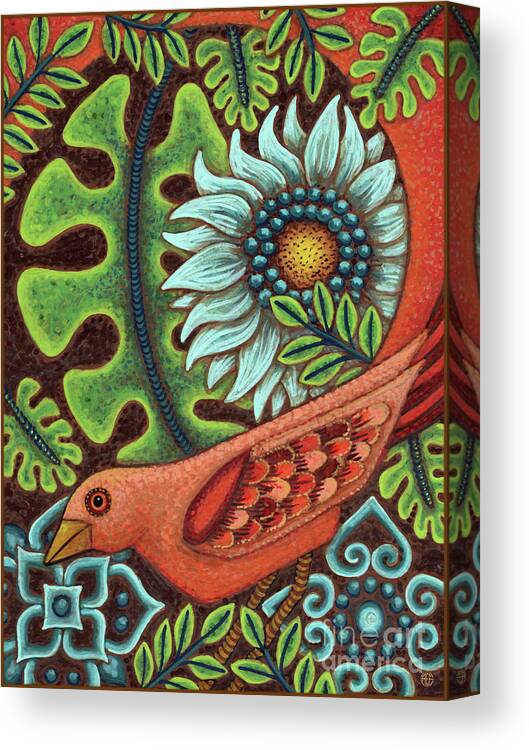 Bird Canvas Print featuring the painting Happy As A Lark by Amy E Fraser