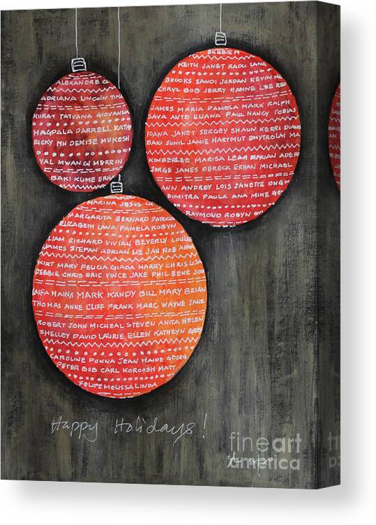 Happy Holidays Canvas Print featuring the painting Happy Holidays by Jane See