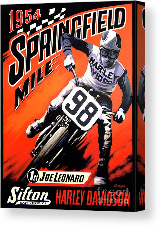 Motorcycle Canvas Print featuring the painting Harley Springfield by Roberto Cartega
