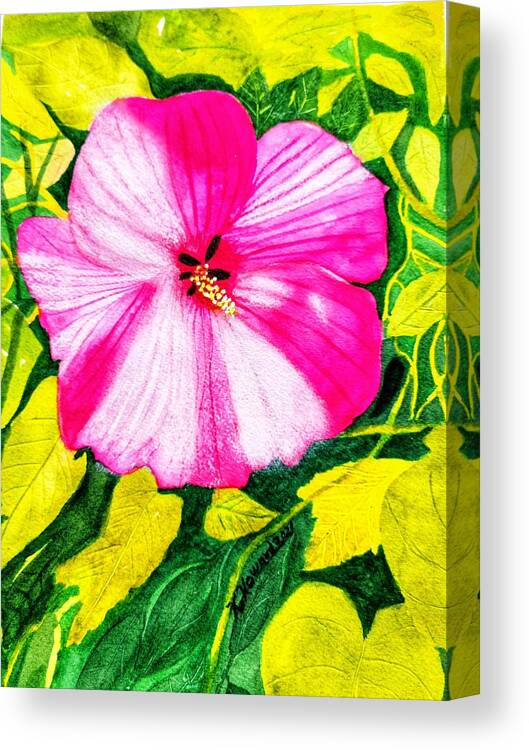 Flower Canvas Print featuring the painting Hibiscus #1 by Shady Lane Studios-Karen Howard