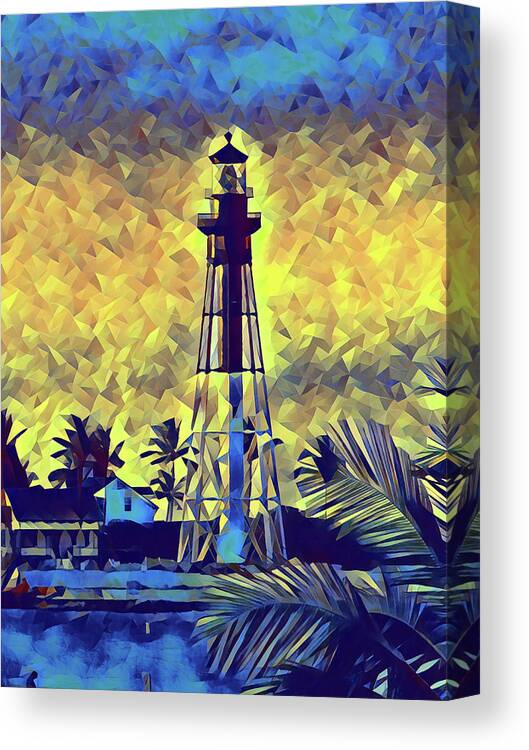 Lighthouse Canvas Print featuring the photograph Hillsboro Lighthouse in Style by Corinne Carroll
