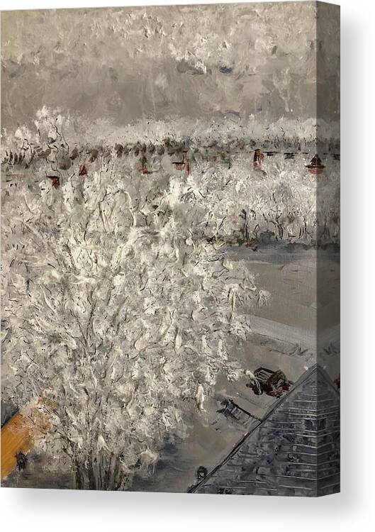 Winter Canvas Print featuring the painting Hoarfrost by Bethany Beeler