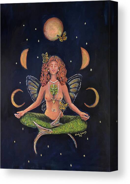 Heart Chakra Canvas Print featuring the painting I Face My Shadows With an Open Heart by Linda Queally