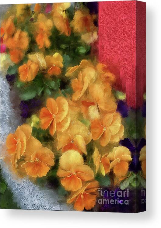 Pansies Canvas Print featuring the digital art I Love Pansies by Lois Bryan