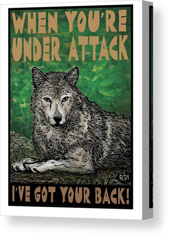 Under Attack Canvas Print featuring the mixed media I've Got Your Back by Ricardo Levins Morales