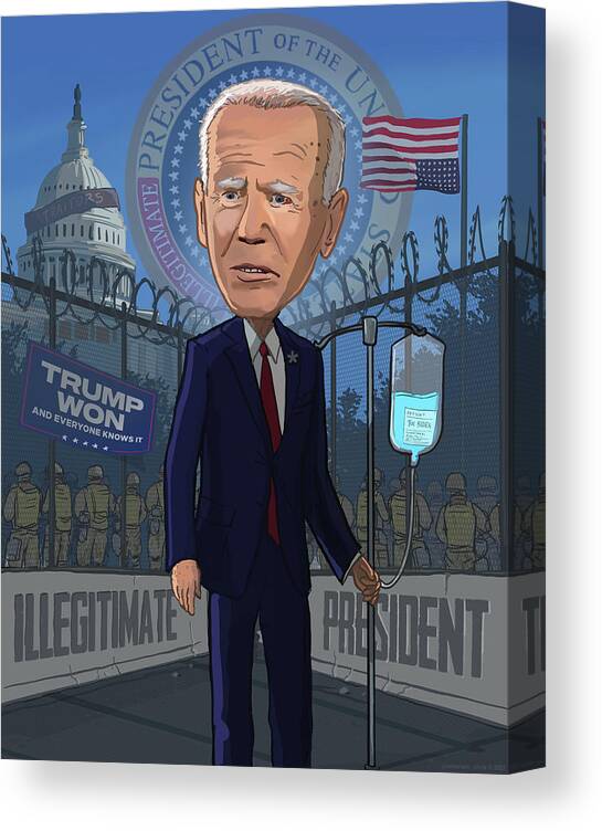 Sleepyjoe Canvas Print featuring the digital art Illegitimate President Joe Biden by Emerson Design