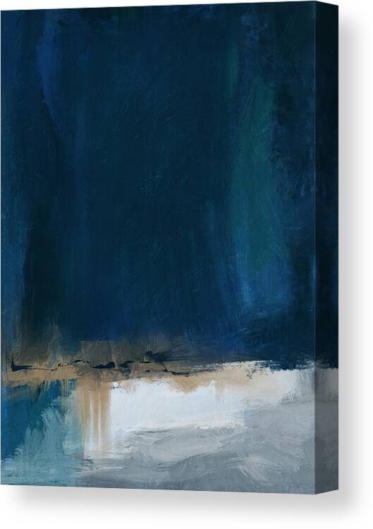 Abstract Canvas Print featuring the mixed media In The Blue- Art by Linda Woods by Linda Woods