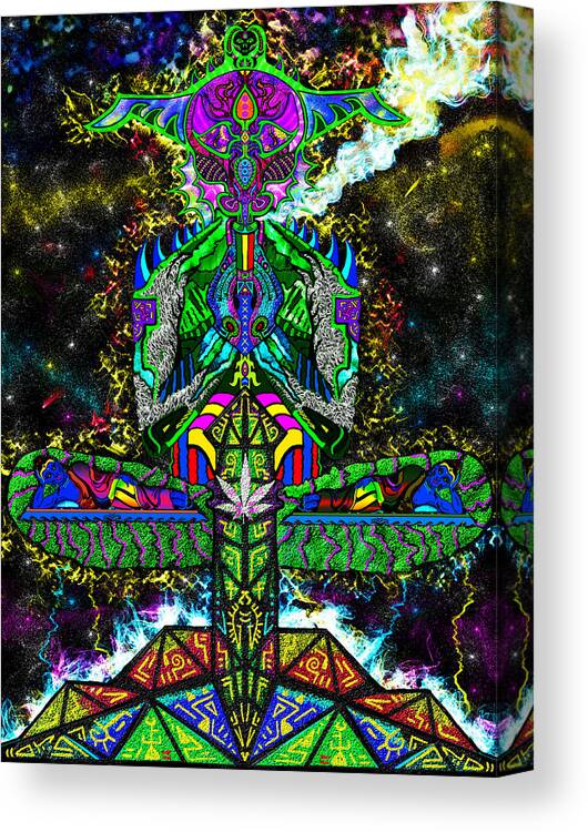 Visionary Canvas Print featuring the mixed media InterStellar Toker by Myztico Campo