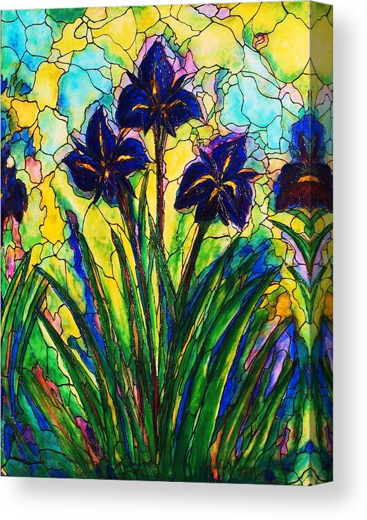 Original Art Canvas Print featuring the painting Irises by Rae Chichilnitsky