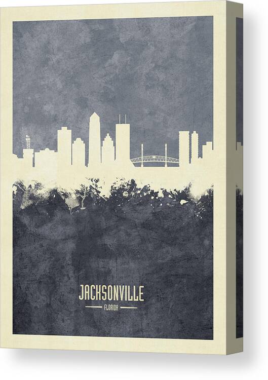 Jacksonville Canvas Print featuring the digital art Jacksonville Florida Skyline #88 by Michael Tompsett