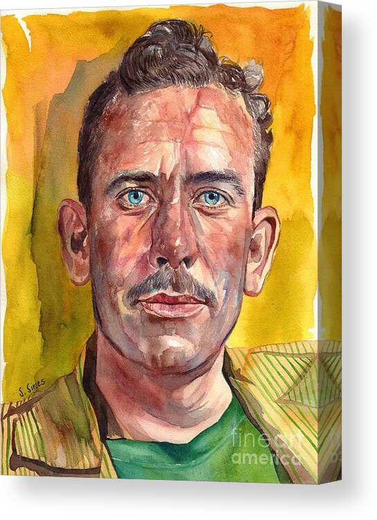 John Steinbeck Canvas Print featuring the painting John Steinbeck by Suzann Sines