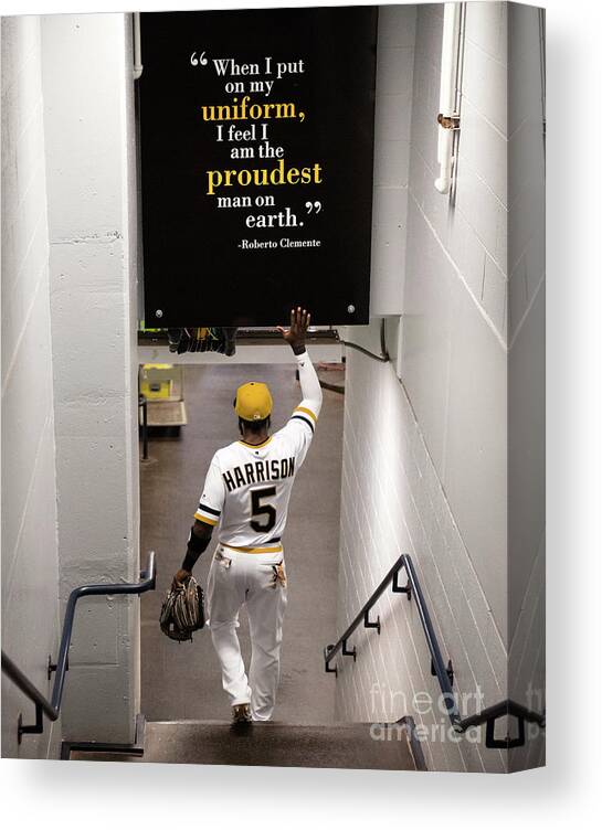 People Canvas Print featuring the photograph Josh Harrison and Roberto Clemente by Justin Berl