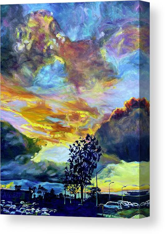 Sunset Canvas Print featuring the painting Just A Moment by Bonnie Lambert