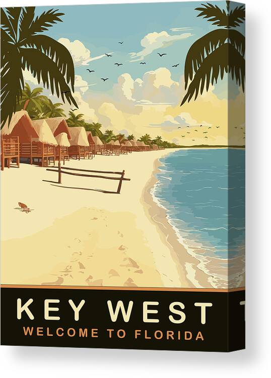 Key West Canvas Print featuring the digital art Key West, Wooden Bungalow by Long Shot